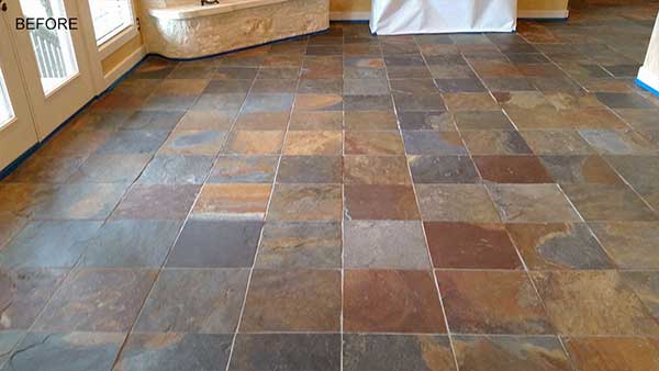 after cleaning slate floor